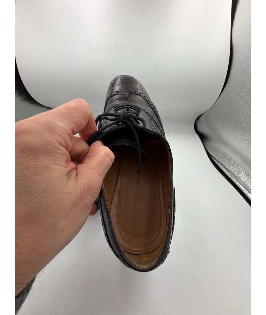 GUCCI Черные кожаные туфли, фото 5