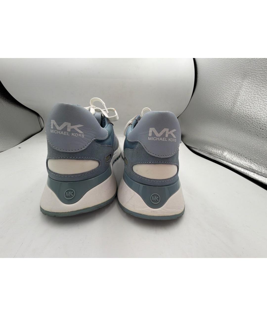MICHAEL KORS Голубые кожаные низкие кроссовки / кеды, фото 4