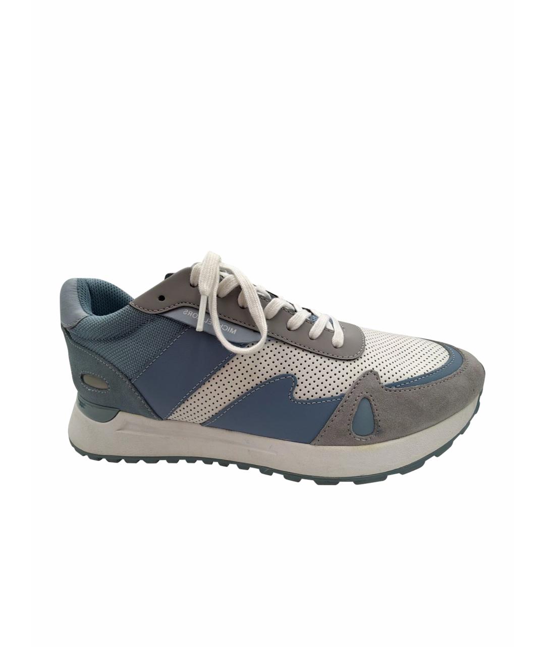 MICHAEL KORS Голубые кожаные низкие кроссовки / кеды, фото 1