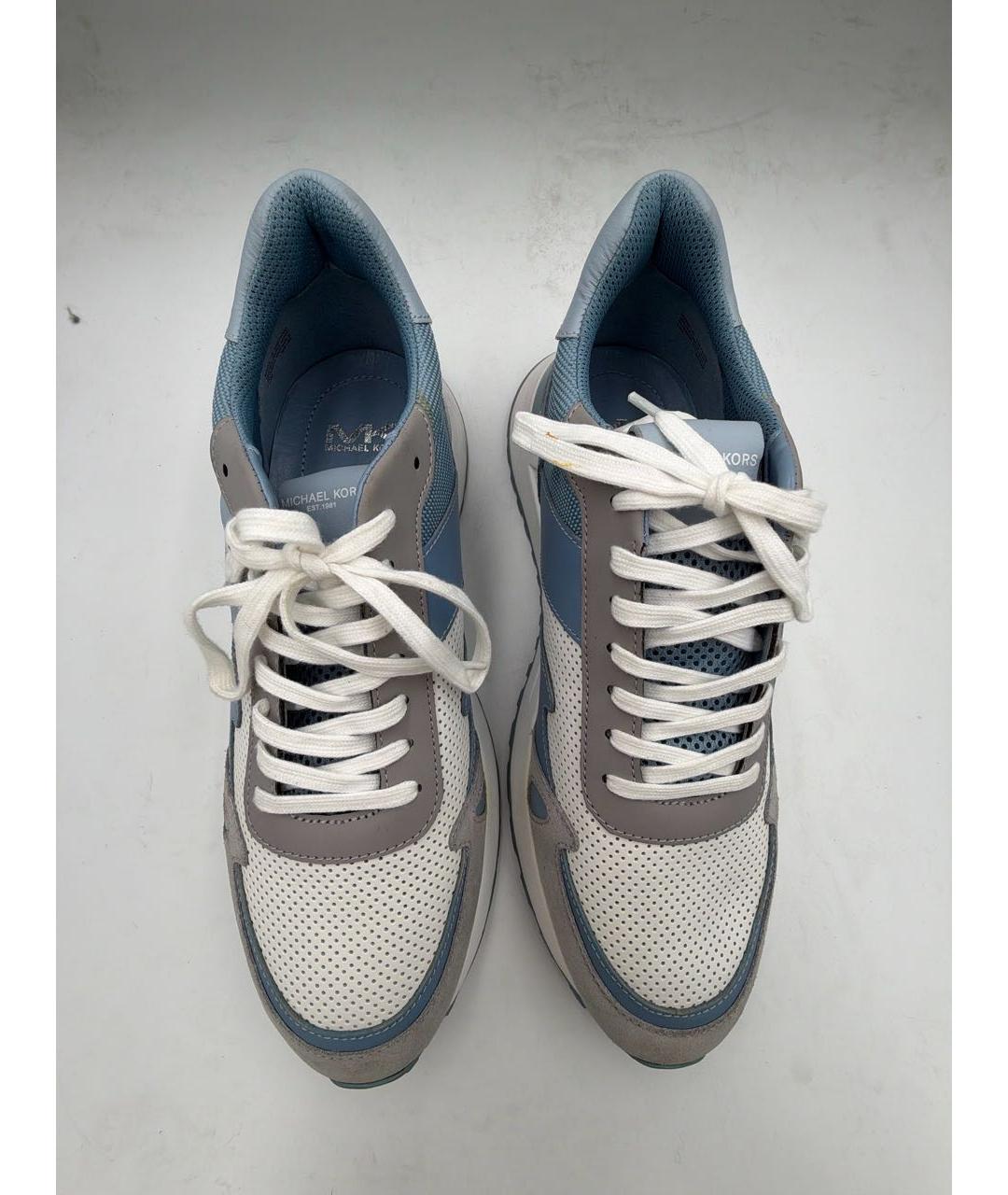 MICHAEL KORS Голубые кожаные низкие кроссовки / кеды, фото 3