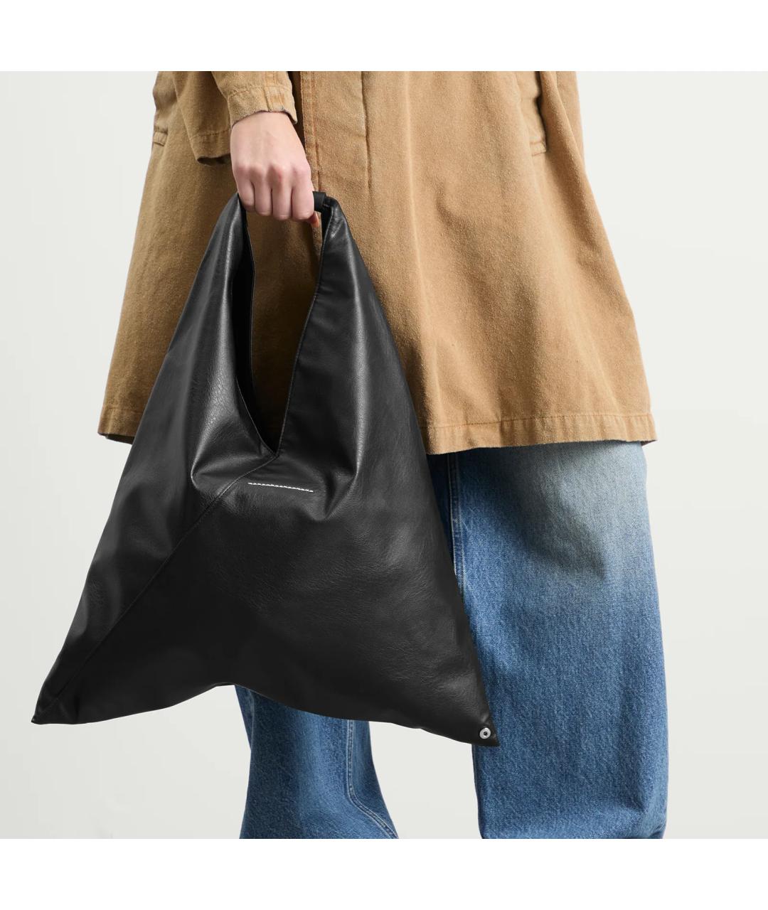 MM6 MAISON MARGIELA Черная кожаная сумка с короткими ручками, фото 7