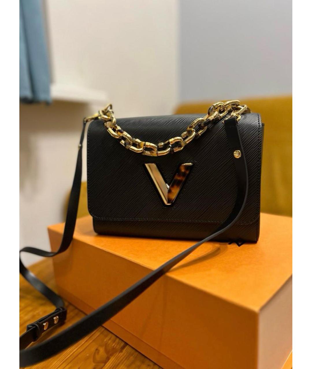 LOUIS VUITTON Черная кожаная сумка через плечо, фото 5