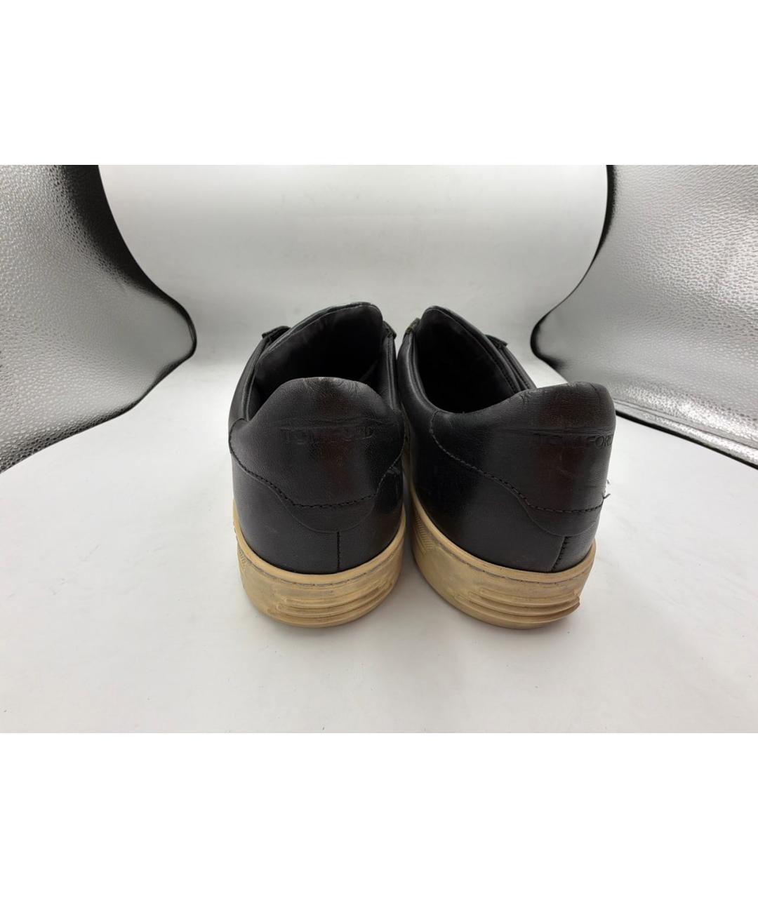 TOM FORD Черные кожаные низкие кроссовки / кеды, фото 4