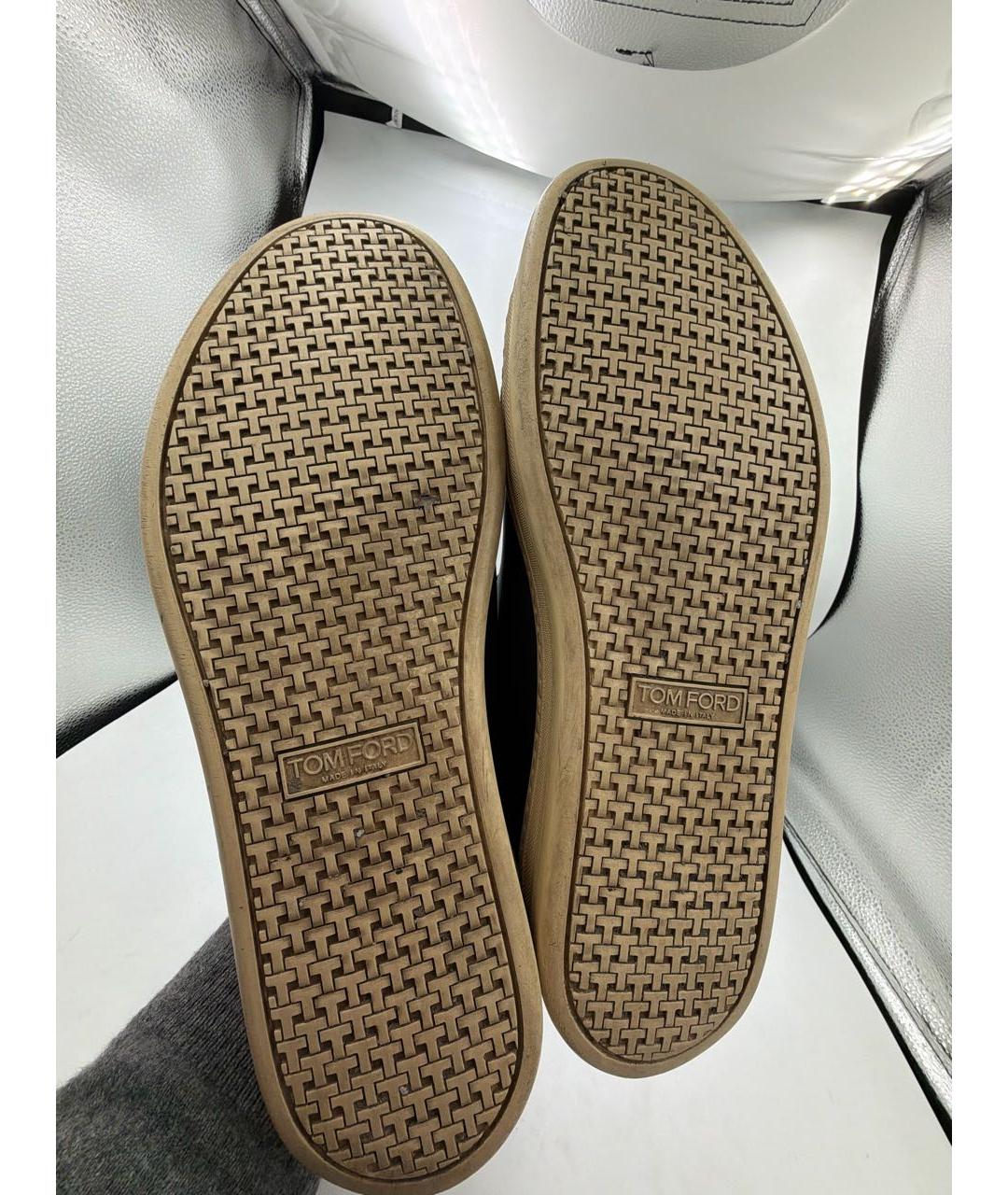 TOM FORD Черные кожаные низкие кроссовки / кеды, фото 5