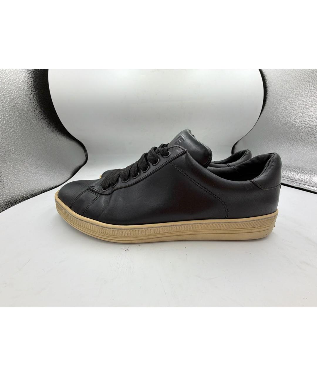 TOM FORD Черные кожаные низкие кроссовки / кеды, фото 6