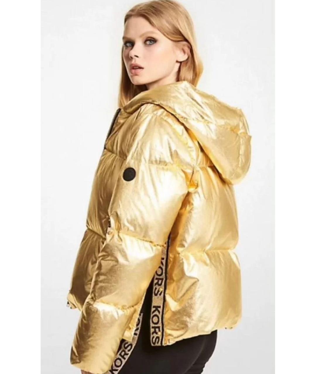 MICHAEL KORS Золотой полиэстеровый пуховик, фото 4