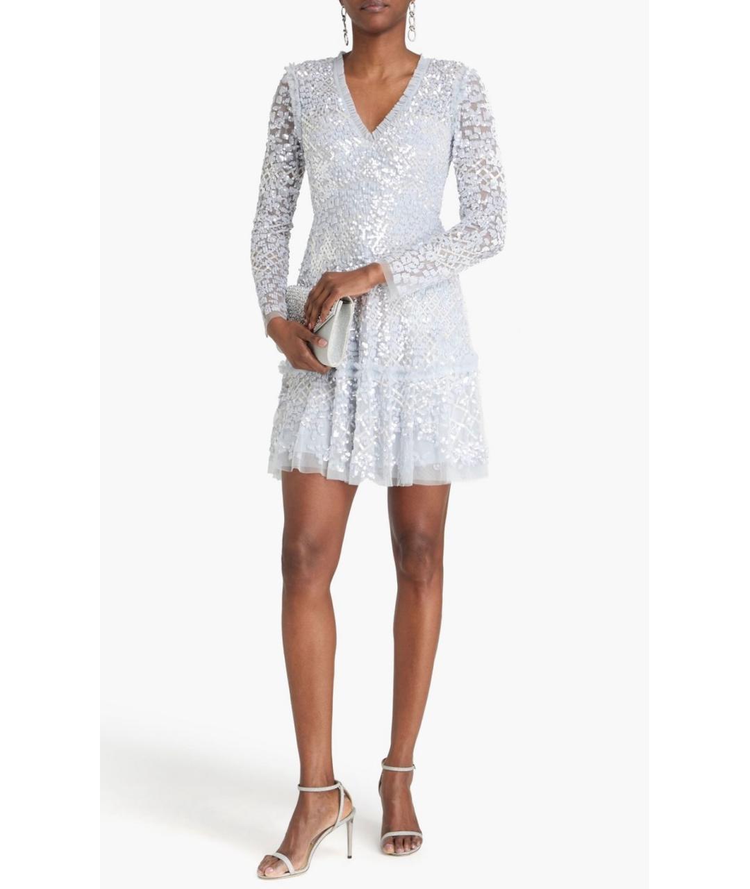 NEEDLE & THREAD Голубое полиэстеровое коктейльное платье, фото 2