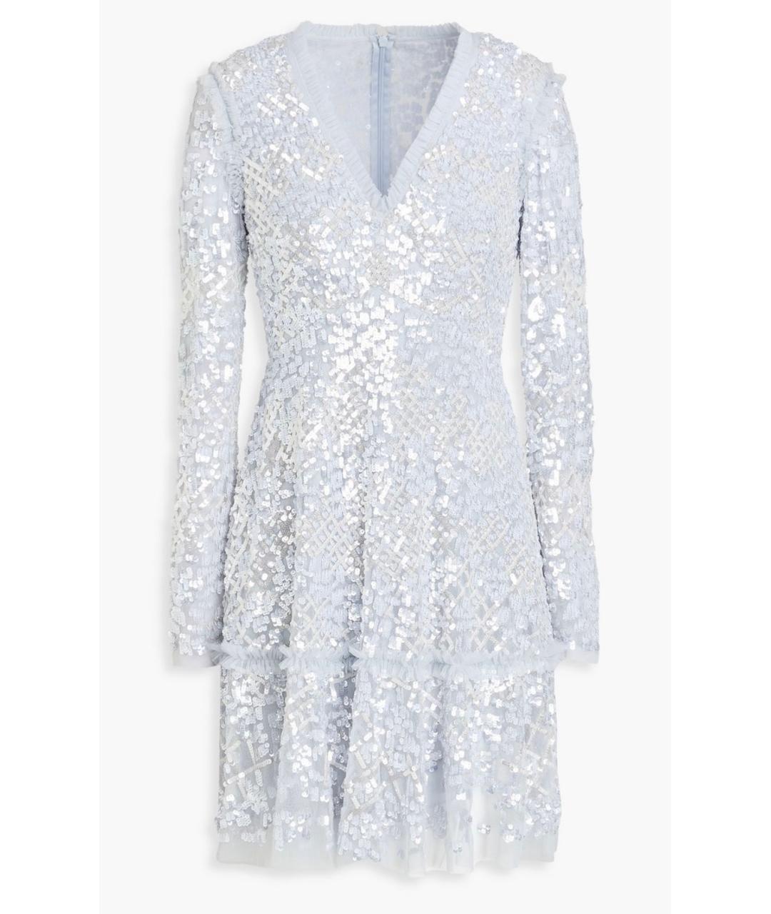 NEEDLE & THREAD Голубое полиэстеровое коктейльное платье, фото 4