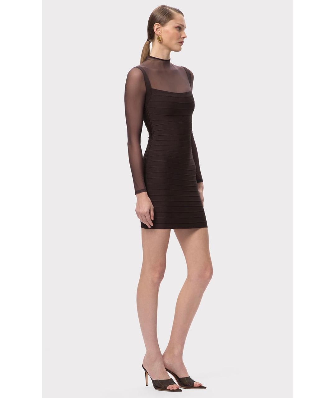 HERVE LEGER Коричневое коктейльное платье, фото 3