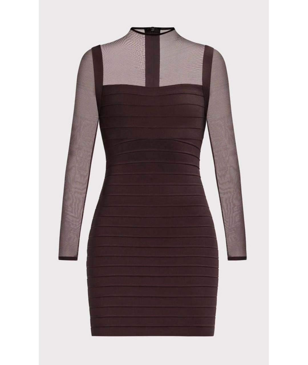 HERVE LEGER Коричневое коктейльное платье, фото 6