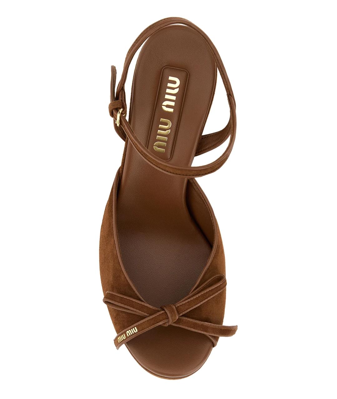 MIU MIU Коричневые замшевые босоножки, фото 4