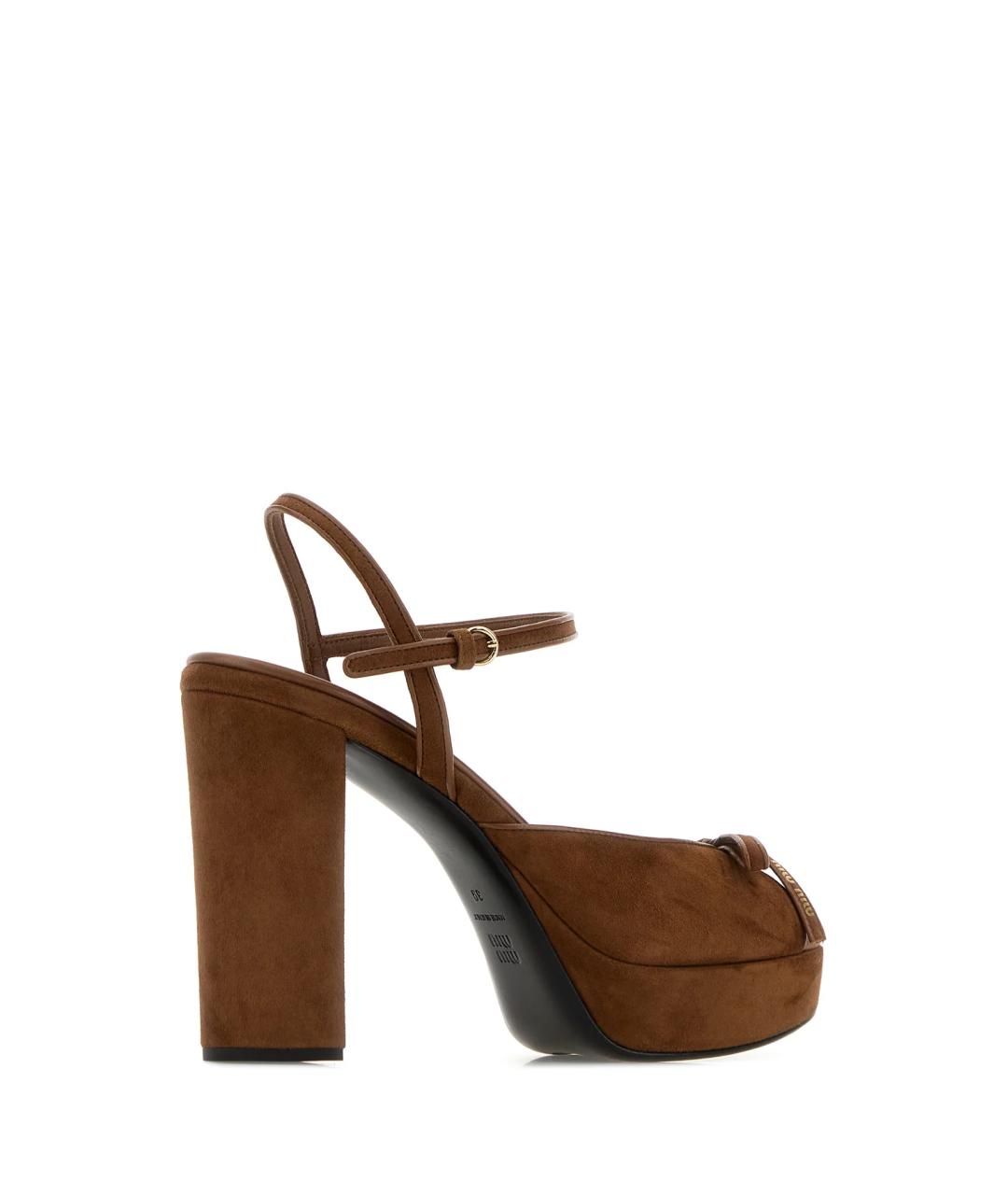 MIU MIU Коричневые замшевые босоножки, фото 3