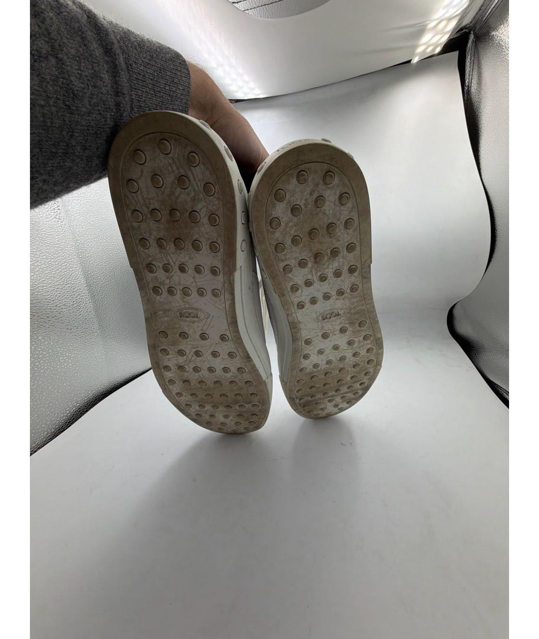 TOD'S Белые кожаные высокие кроссовки / кеды, фото 5