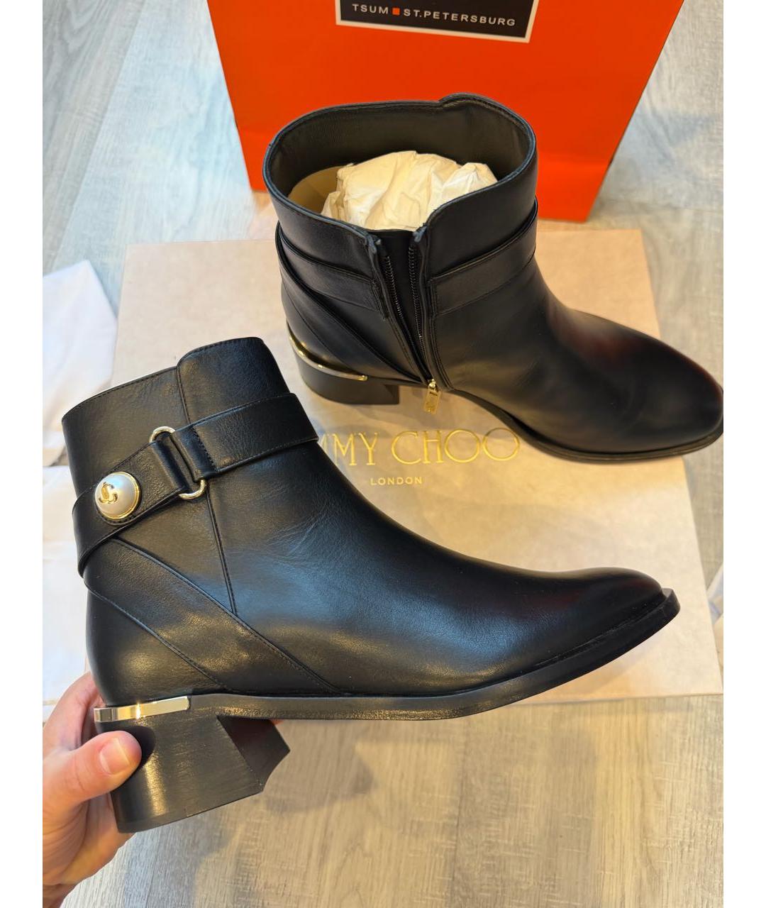 JIMMY CHOO Черные кожаные полусапоги, фото 5