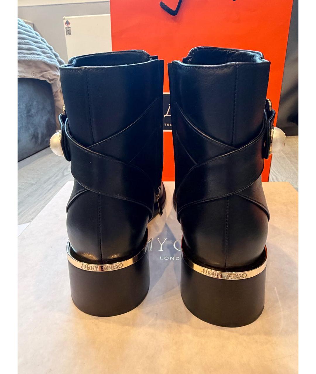 JIMMY CHOO Черные кожаные полусапоги, фото 4