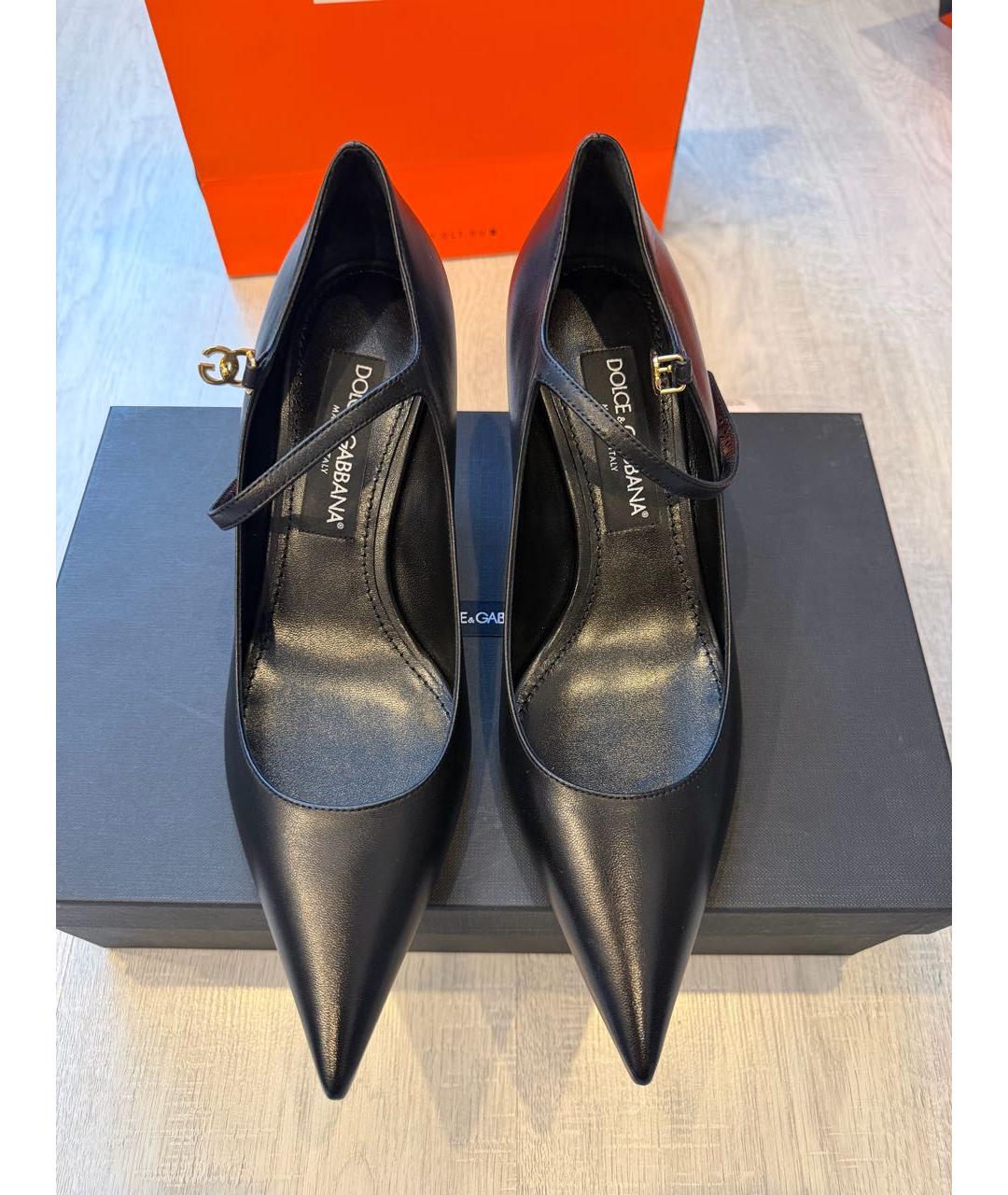 DOLCE&GABBANA Черные кожаные туфли, фото 2