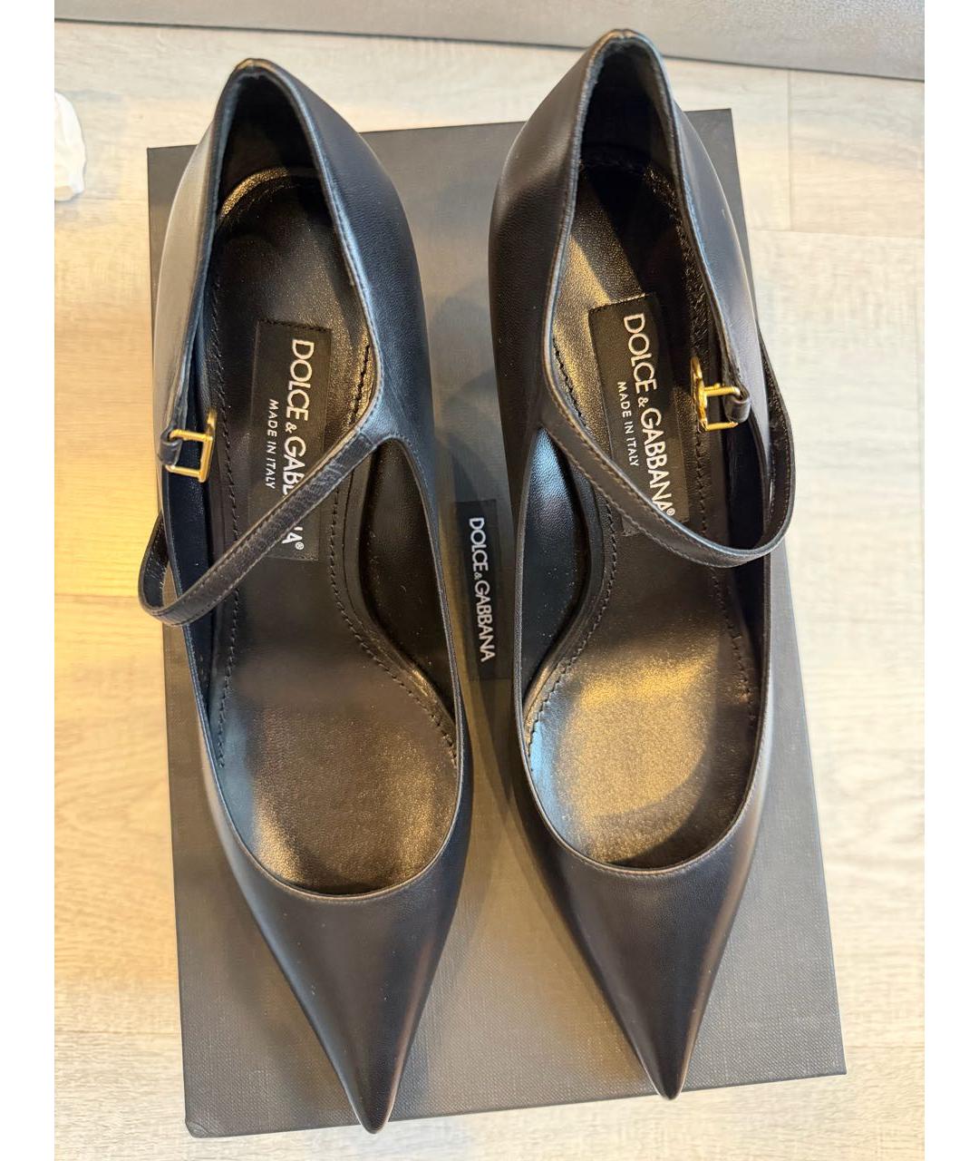 DOLCE&GABBANA Черные кожаные туфли, фото 3