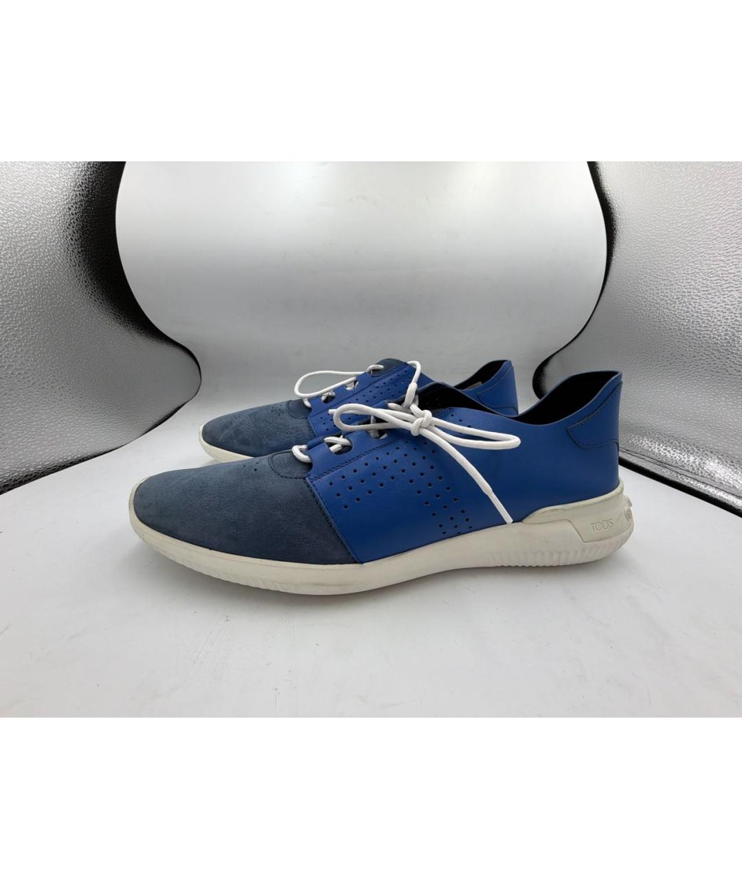 TOD'S Синие кожаные низкие кроссовки / кеды, фото 6