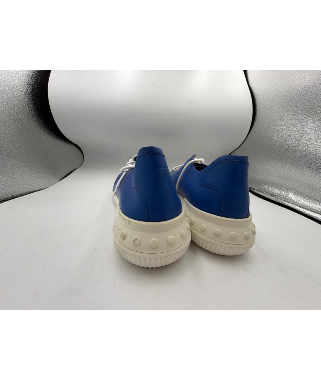 TOD'S Синие кожаные низкие кроссовки / кеды, фото 4