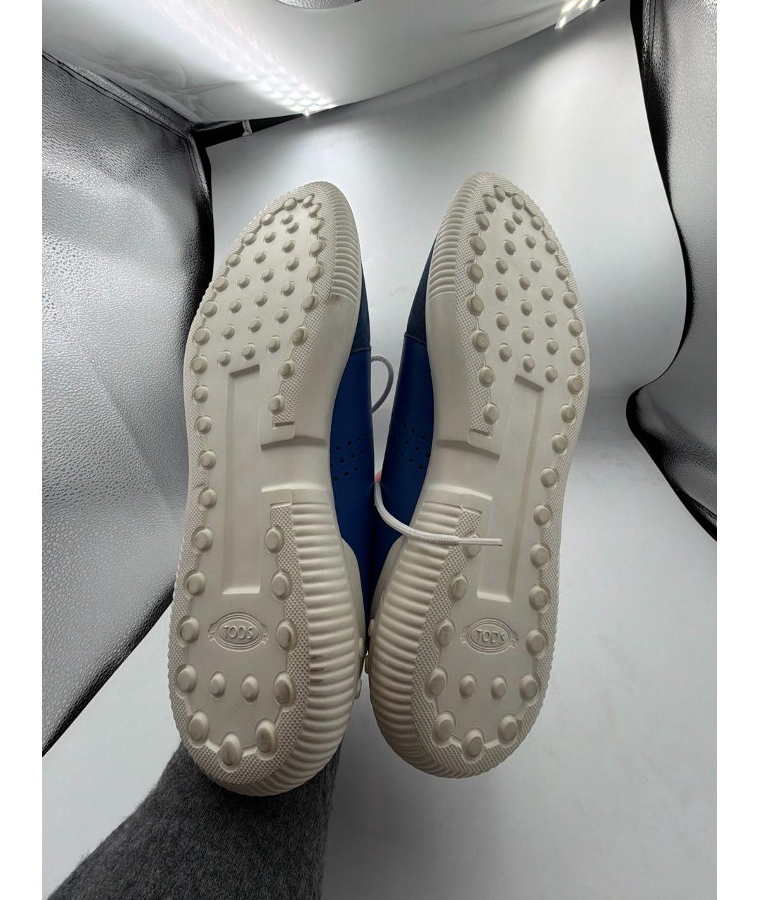 TOD'S Синие кожаные низкие кроссовки / кеды, фото 5