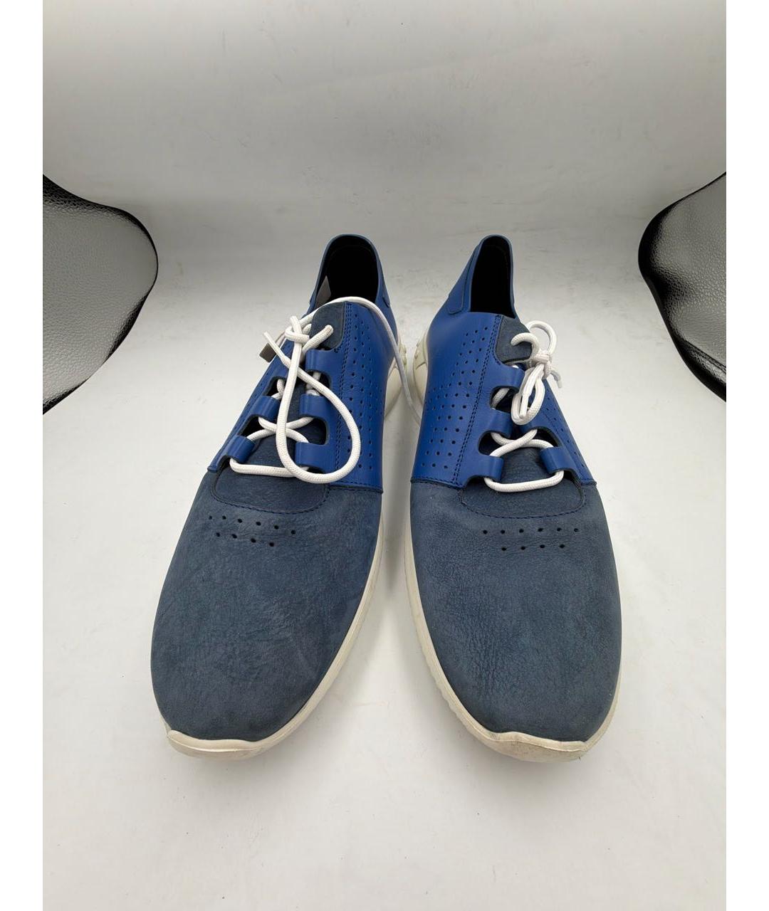 TOD'S Синие кожаные низкие кроссовки / кеды, фото 2