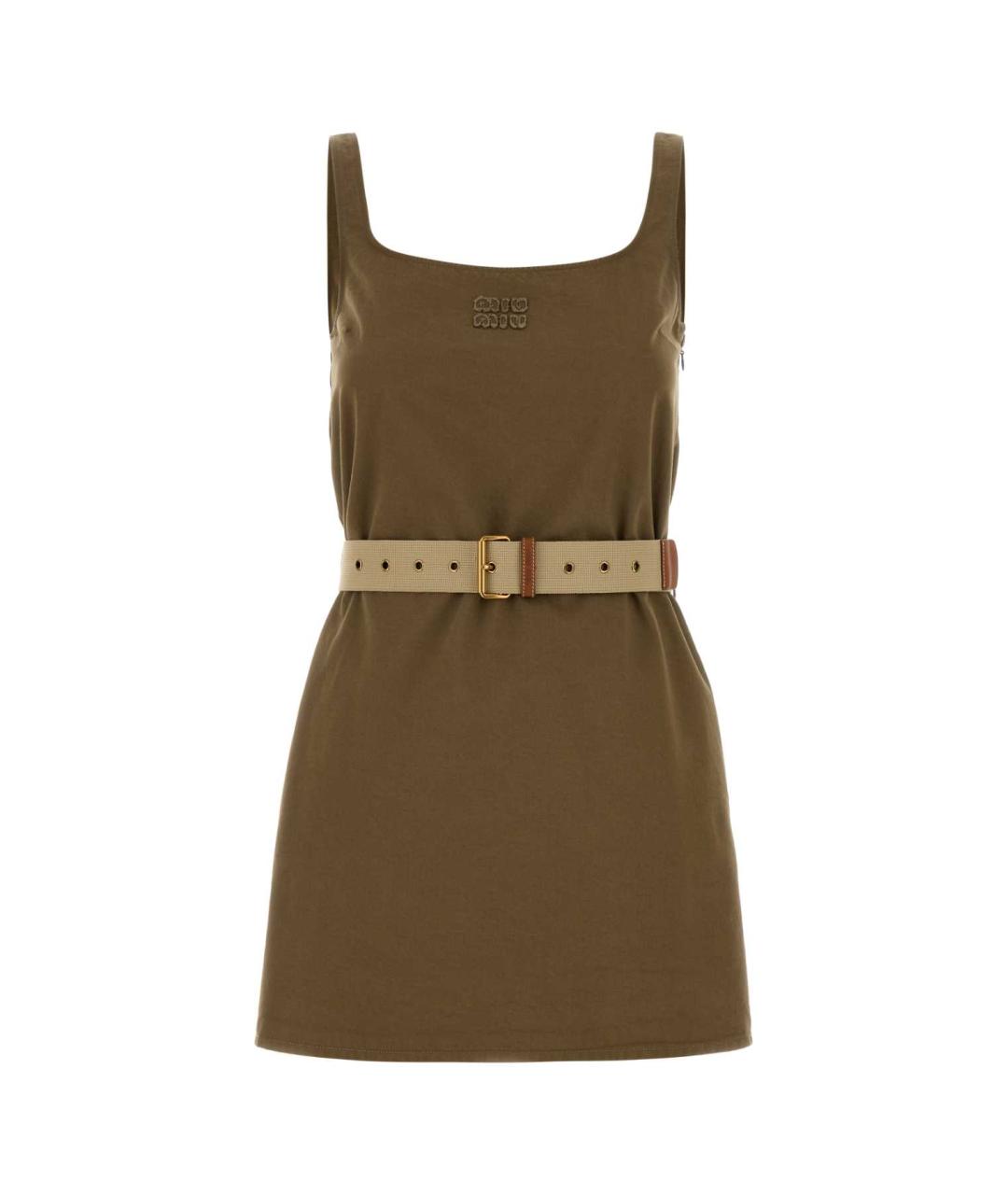 MIU MIU Хаки хлопковое повседневное платье, фото 1