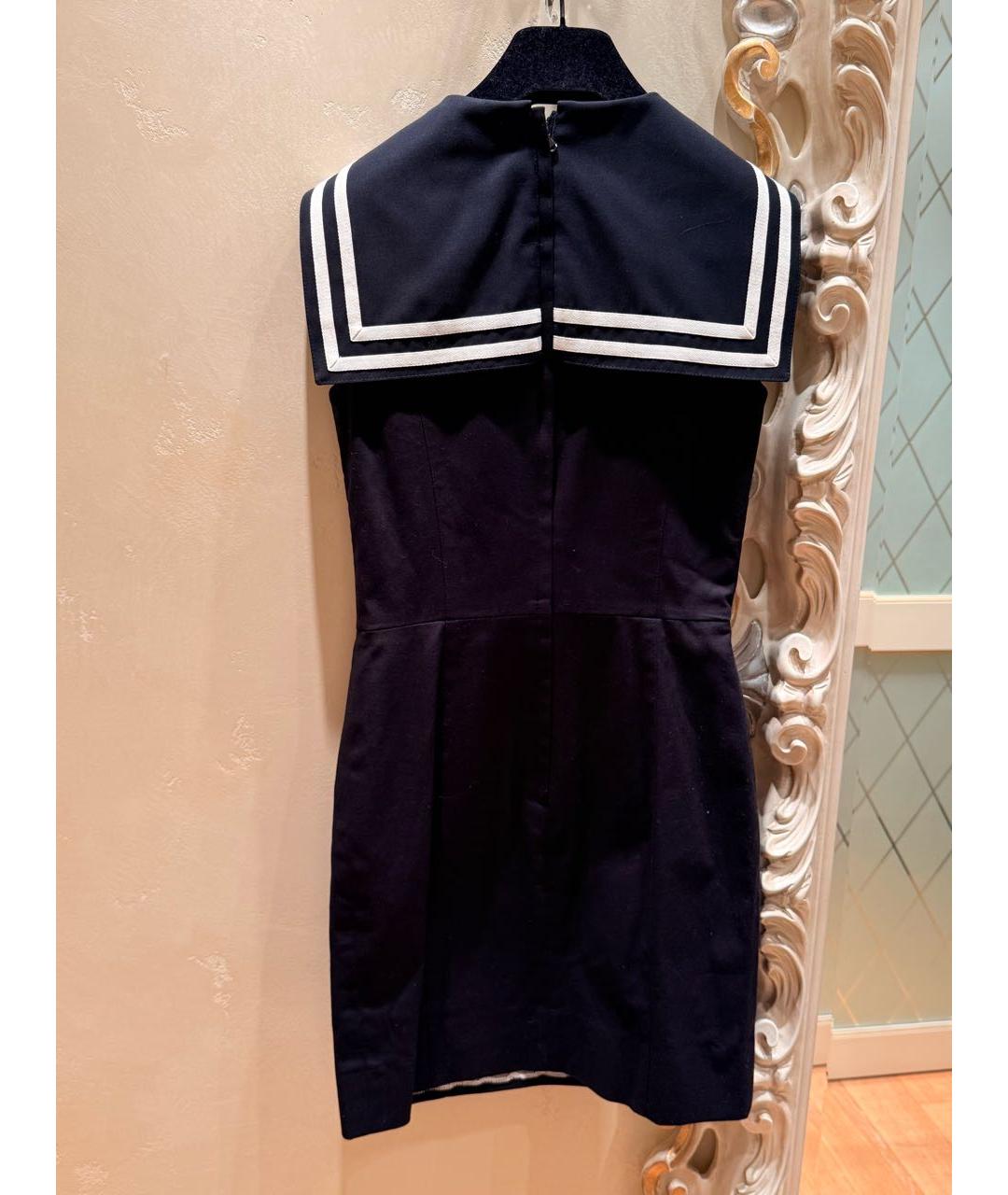 DOLCE&GABBANA Темно-синее хлопковое повседневное платье, фото 3