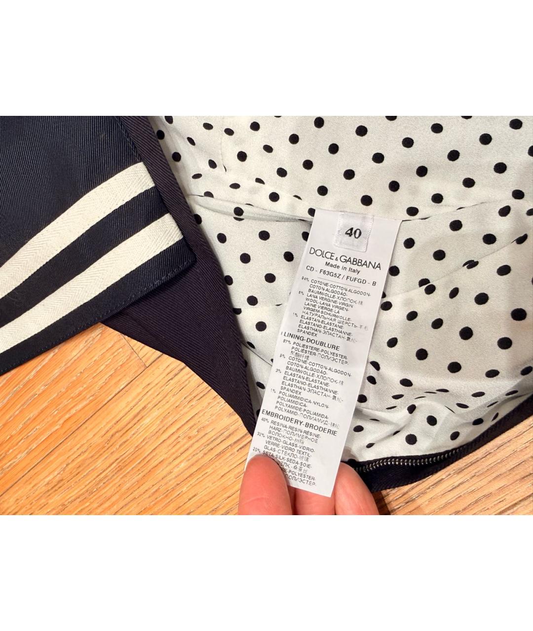 DOLCE&GABBANA Темно-синее хлопковое повседневное платье, фото 5