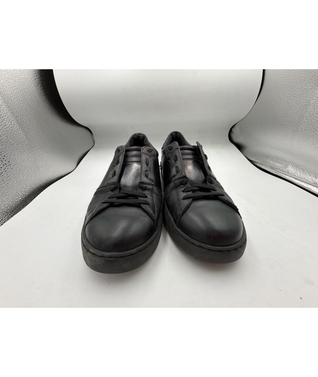 VALENTINO Черные кожаные низкие кроссовки / кеды, фото 2