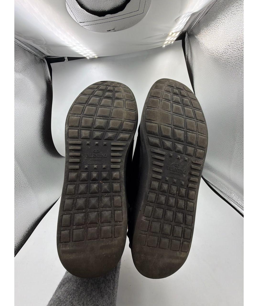 VALENTINO Черные кожаные низкие кроссовки / кеды, фото 5