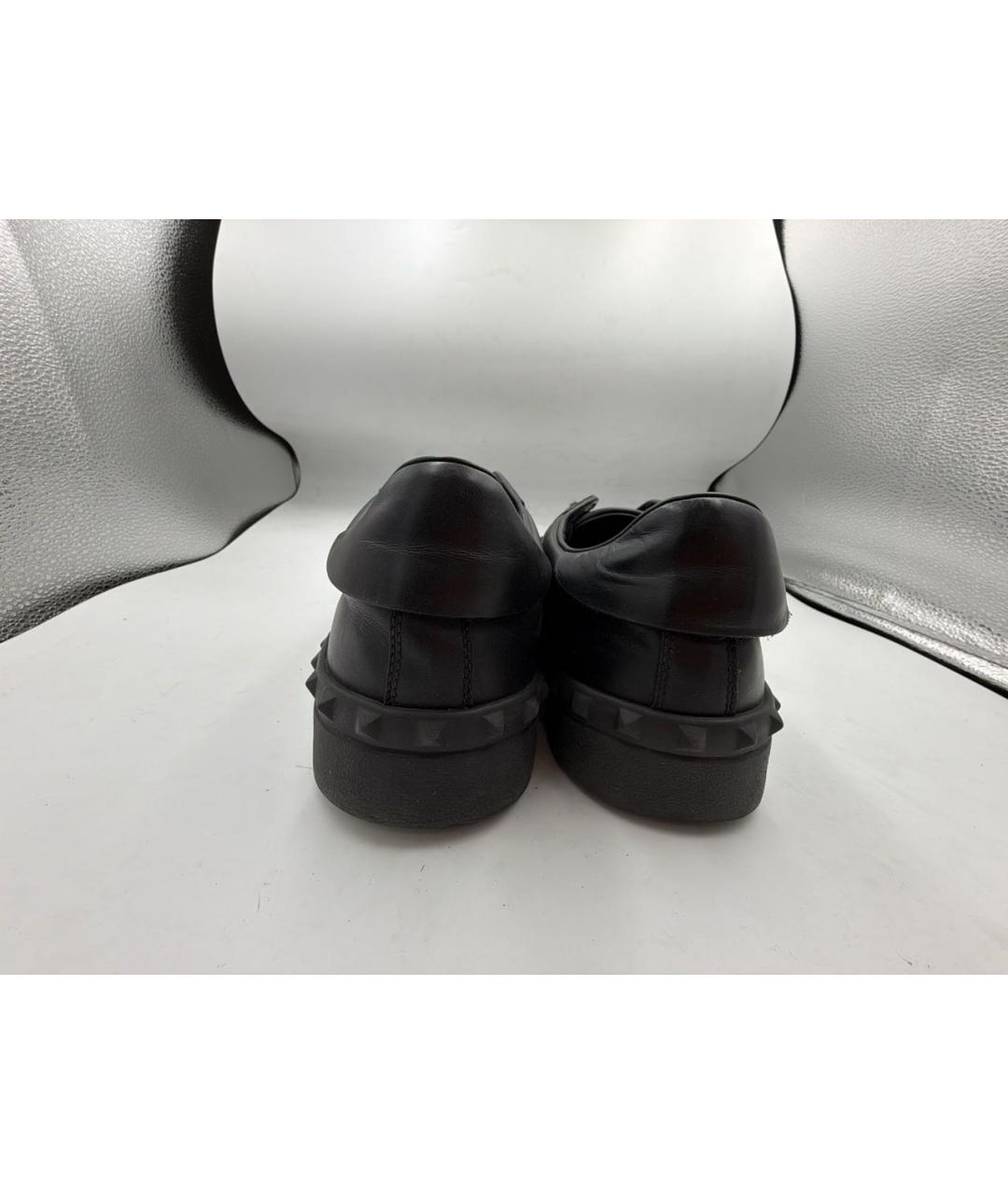 VALENTINO Черные кожаные низкие кроссовки / кеды, фото 4