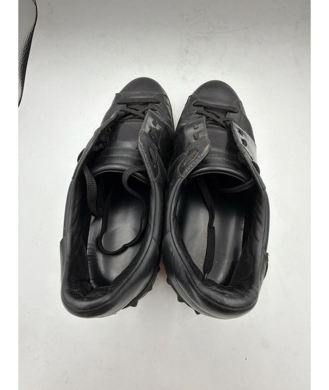 VALENTINO Черные кожаные низкие кроссовки / кеды, фото 3