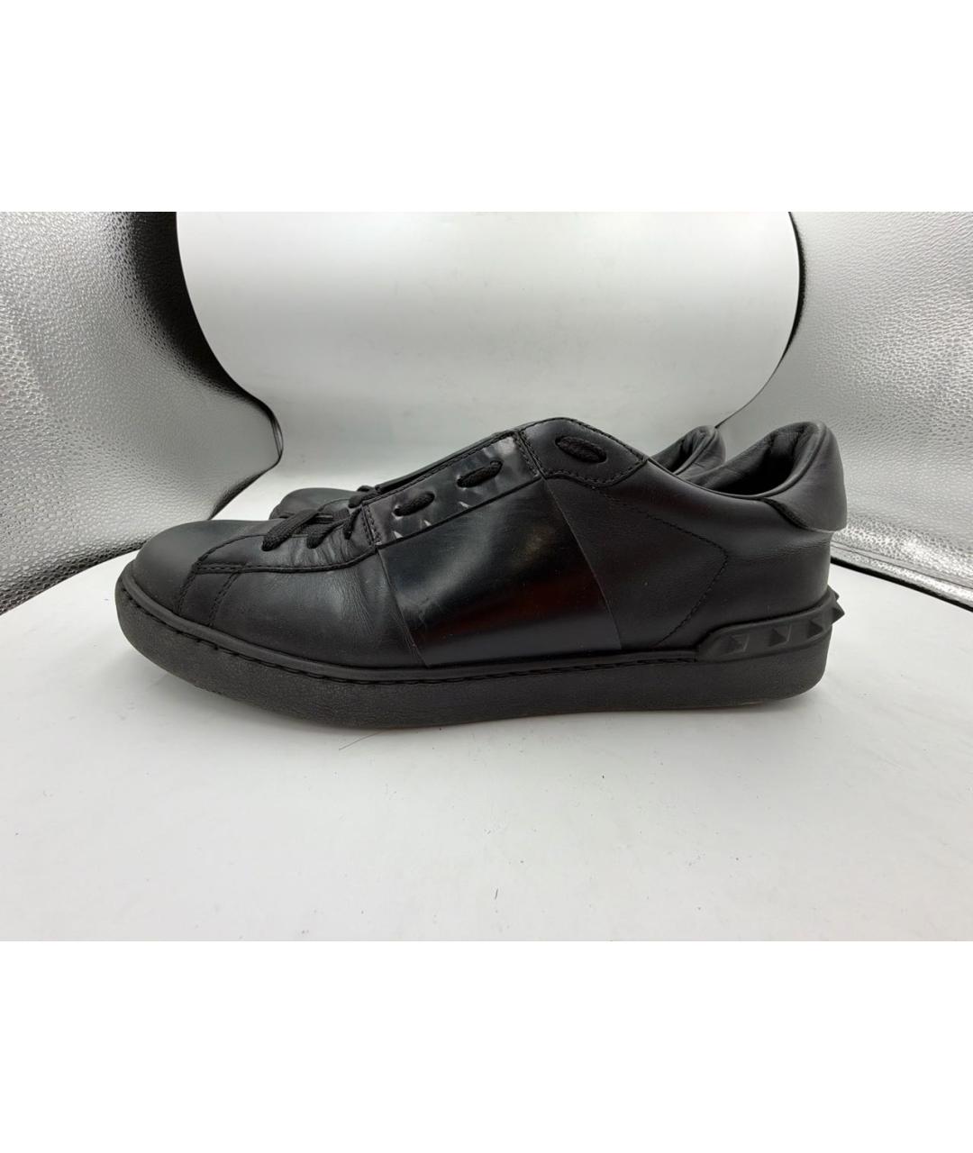 VALENTINO Черные кожаные низкие кроссовки / кеды, фото 6