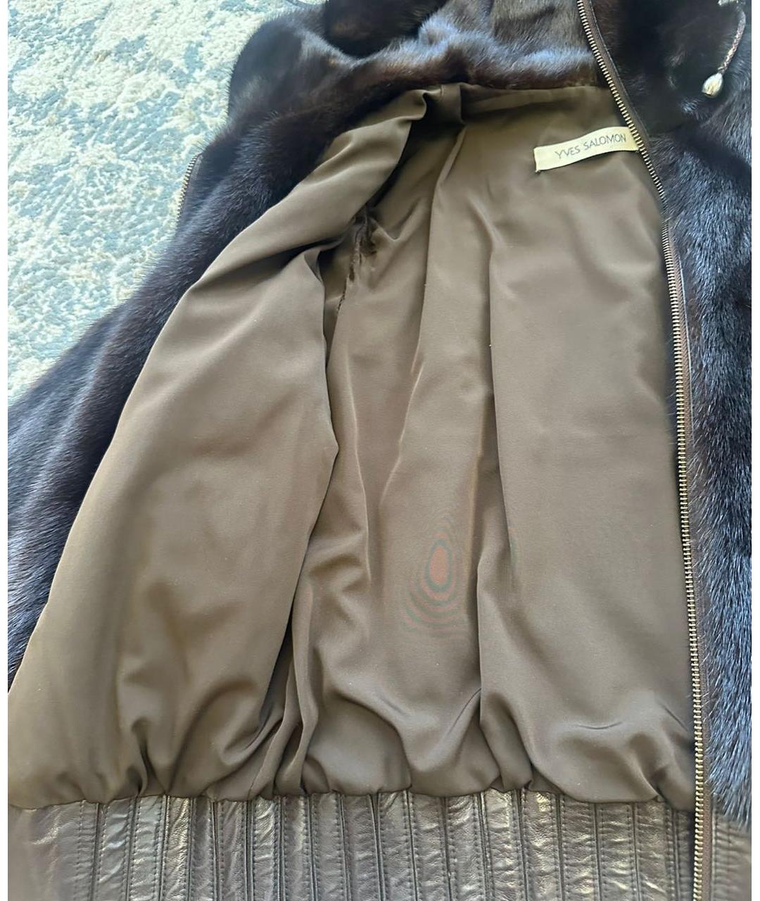YVES SALOMON Коричневая меховая шуба, фото 3