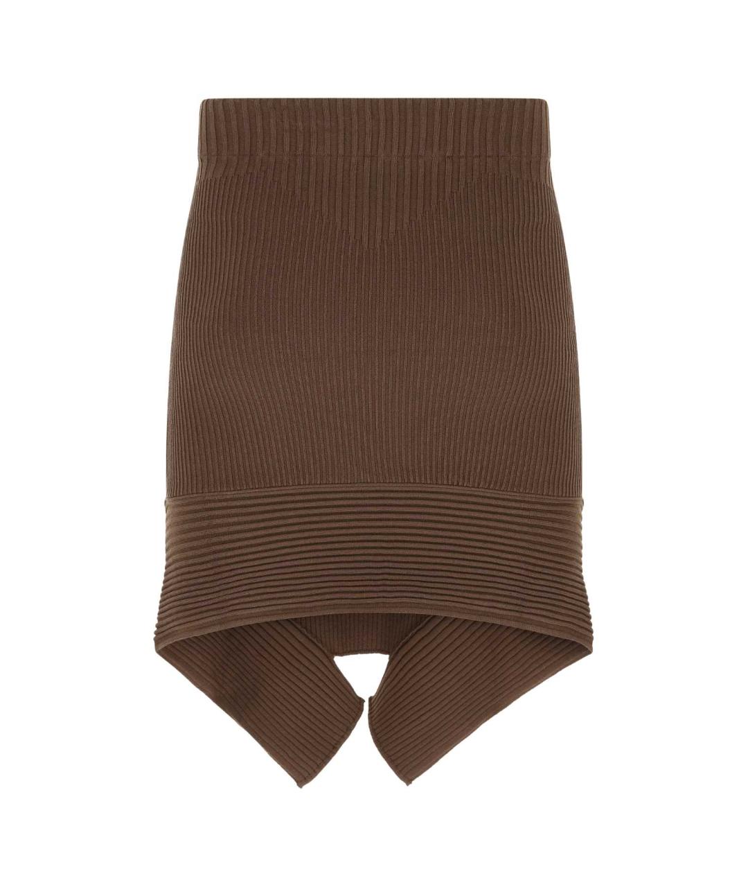 ANDREADAMO Коричневая вискозная юбка мини, фото 2