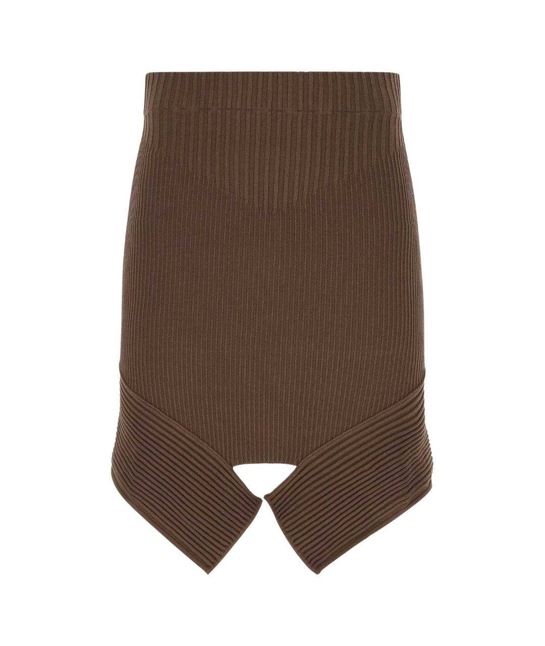 ANDREADAMO Коричневая вискозная юбка мини, фото 1