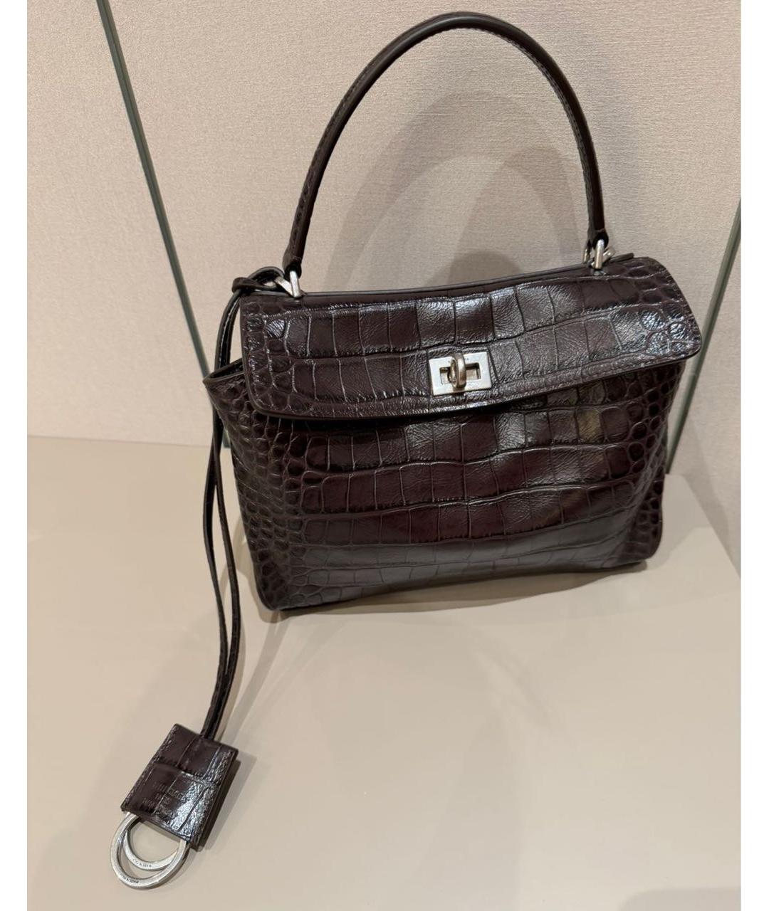 BALENCIAGA Коричневая кожаная сумка с короткими ручками, фото 6