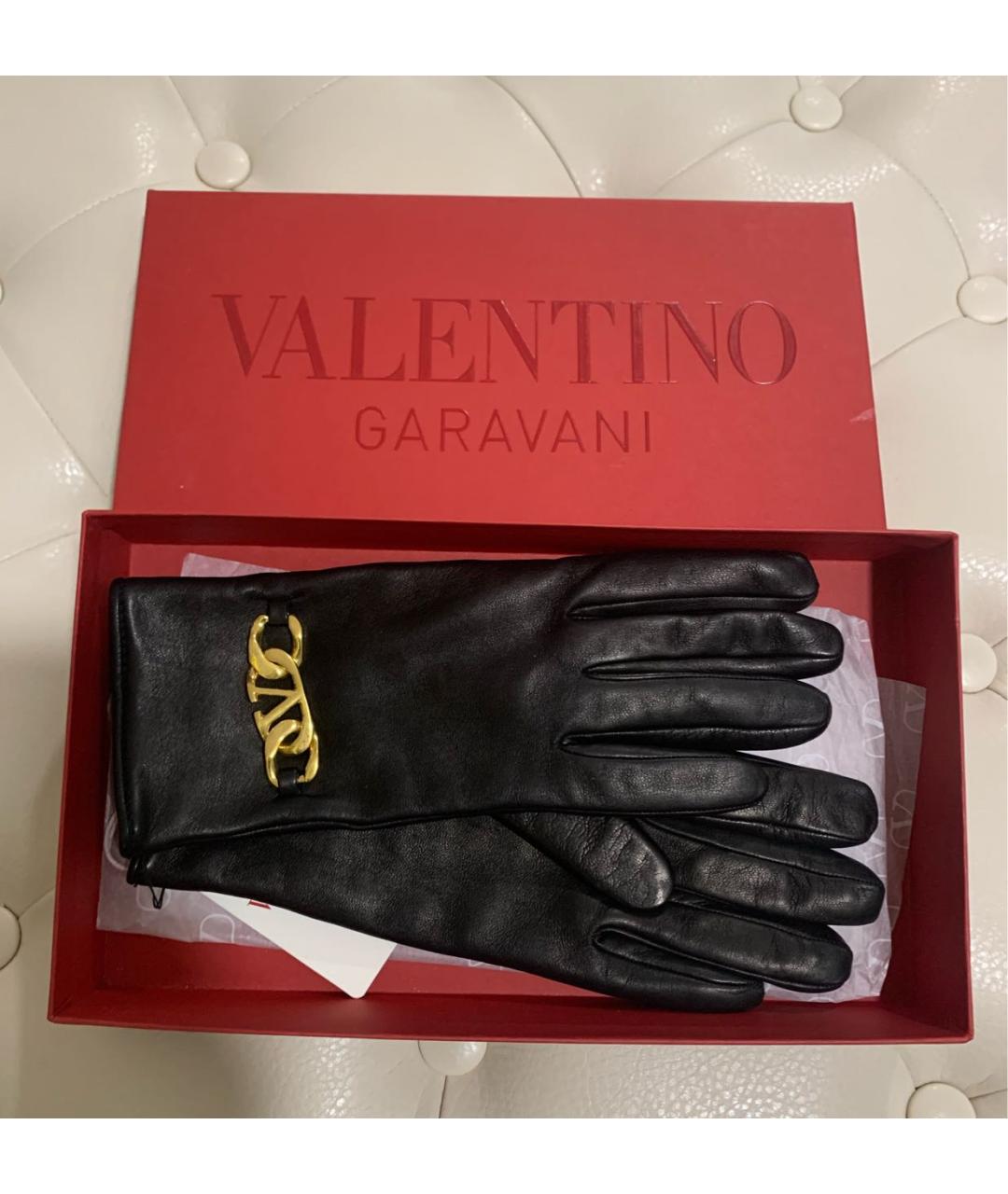 VALENTINO Черные кожаные перчатки, фото 5