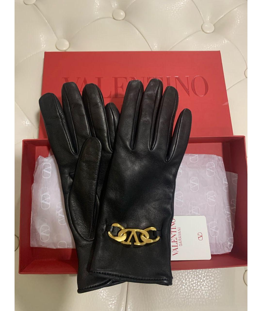 VALENTINO Черные кожаные перчатки, фото 6