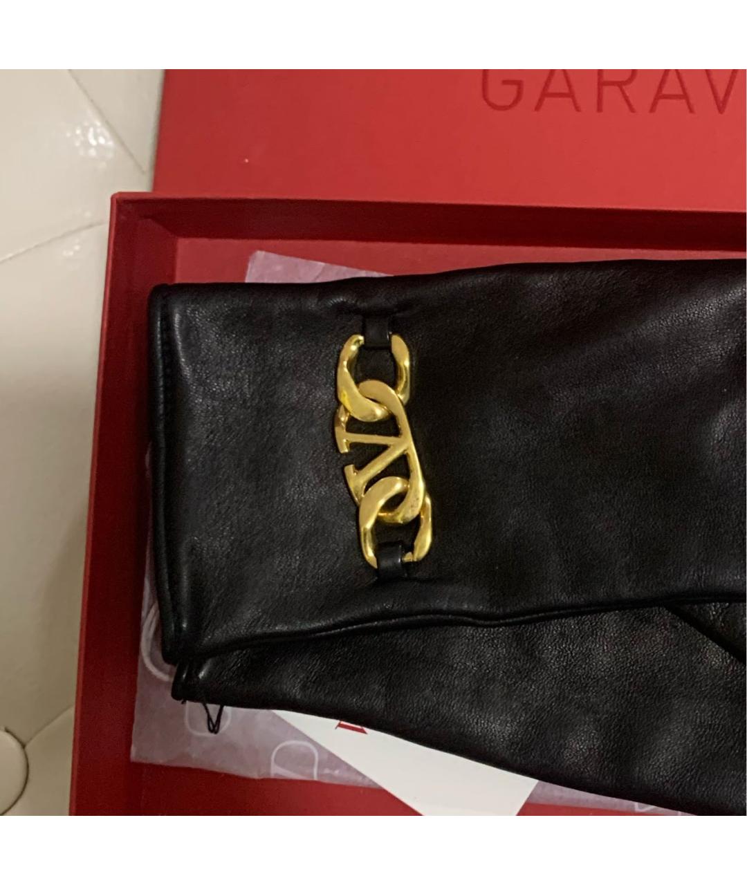 VALENTINO Черные кожаные перчатки, фото 3