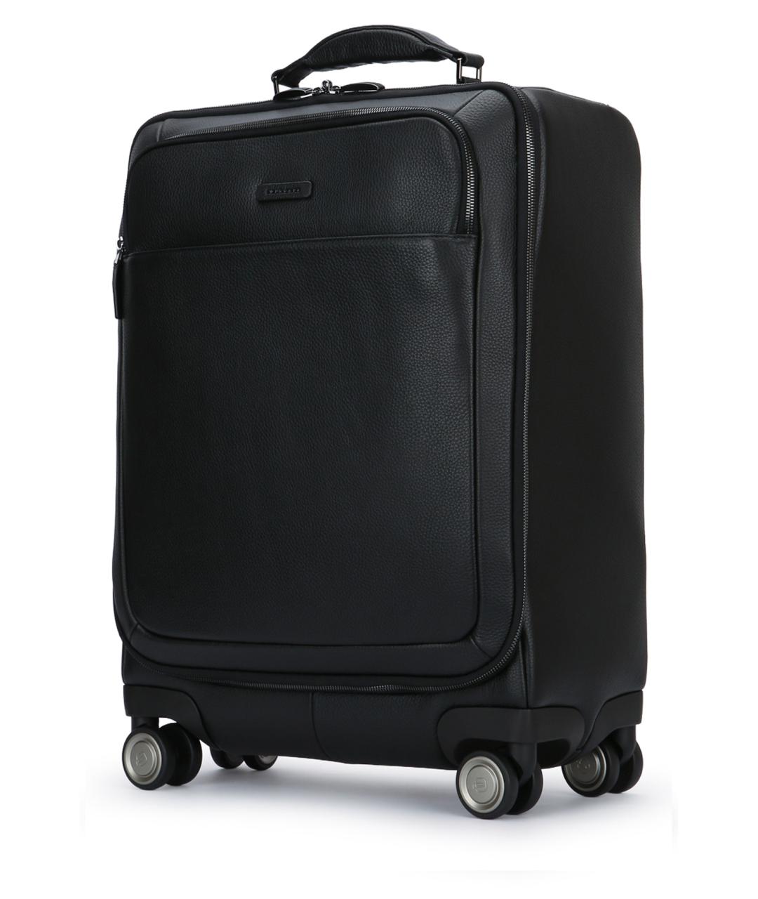 PIQUADRO Черный кожаный чемодан, фото 2