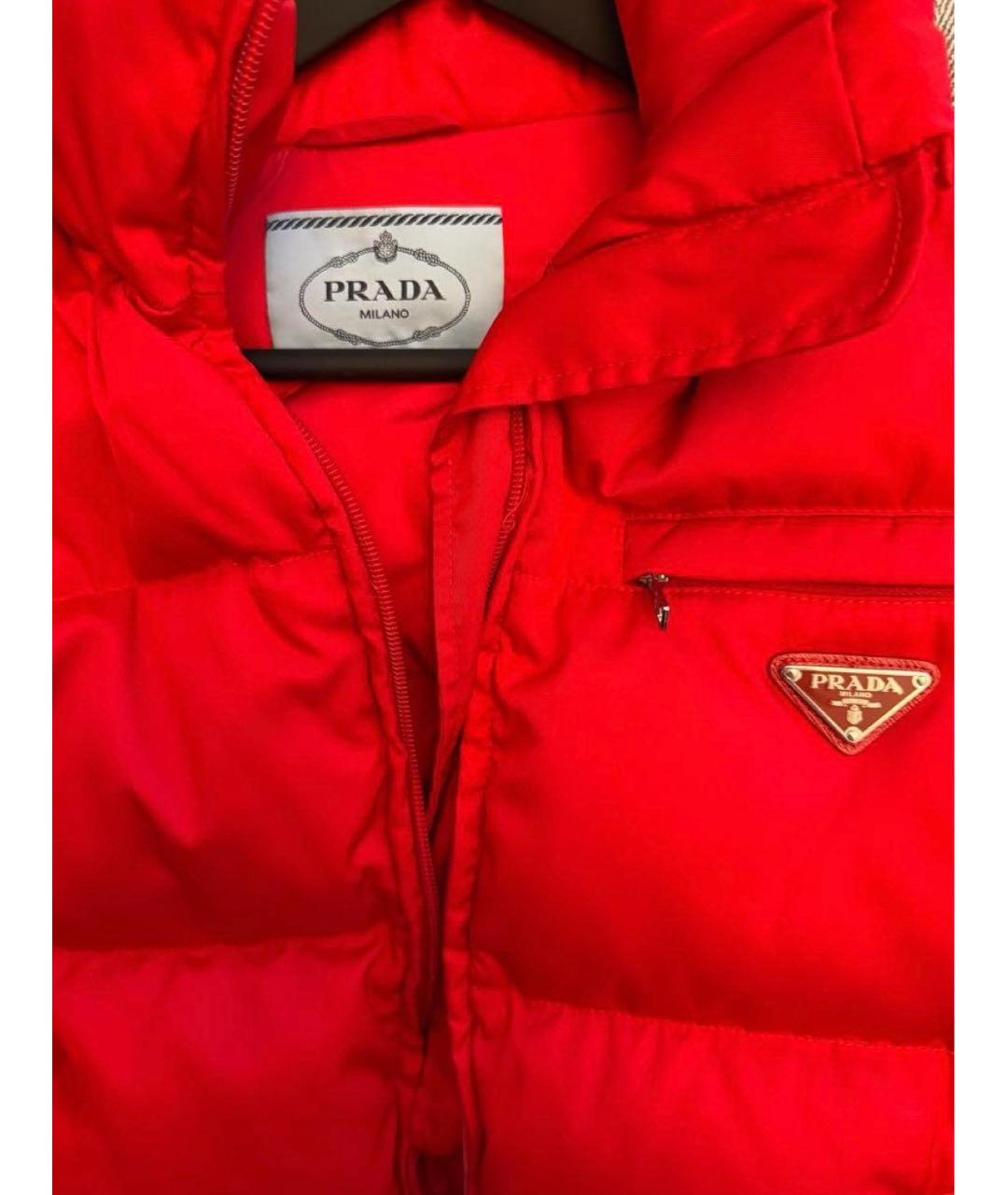 PRADA Красный полиэстеровый пуховик, фото 3