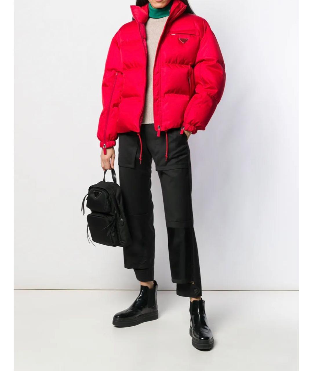 PRADA Красный полиэстеровый пуховик, фото 4