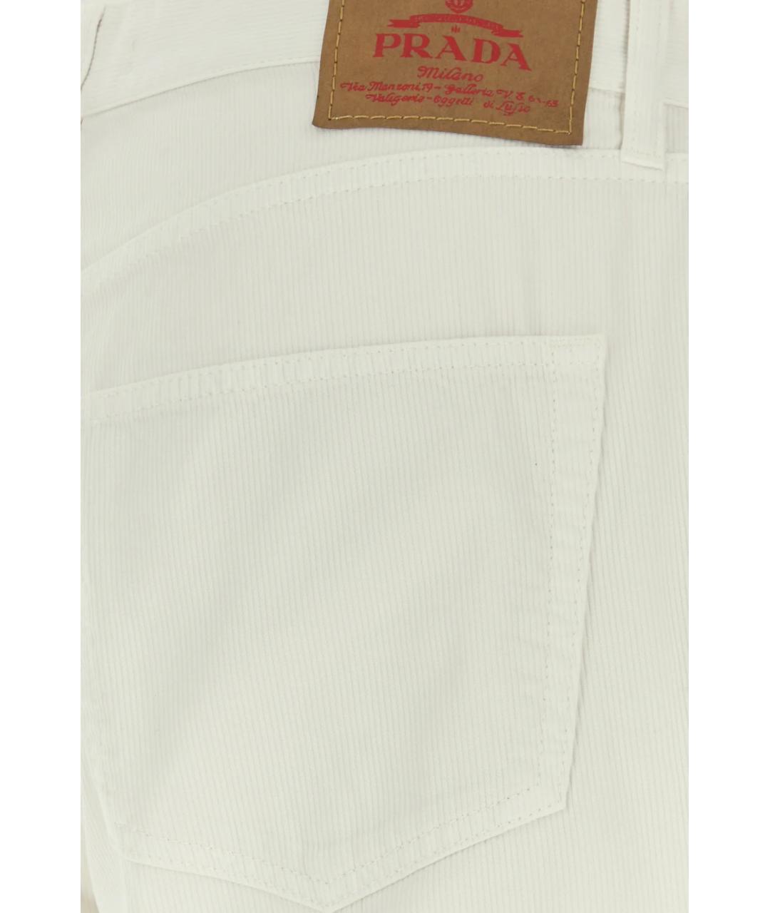 PRADA Белые хлопковые повседневные брюки, фото 3