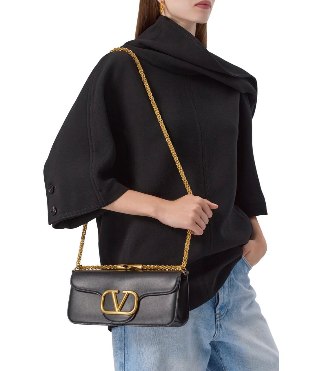 VALENTINO Черная кожаная сумка через плечо, фото 5
