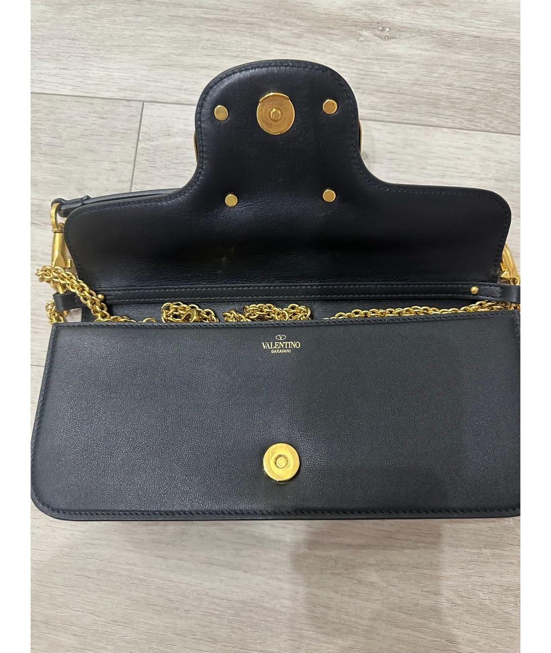 VALENTINO Черная кожаная сумка через плечо, фото 4