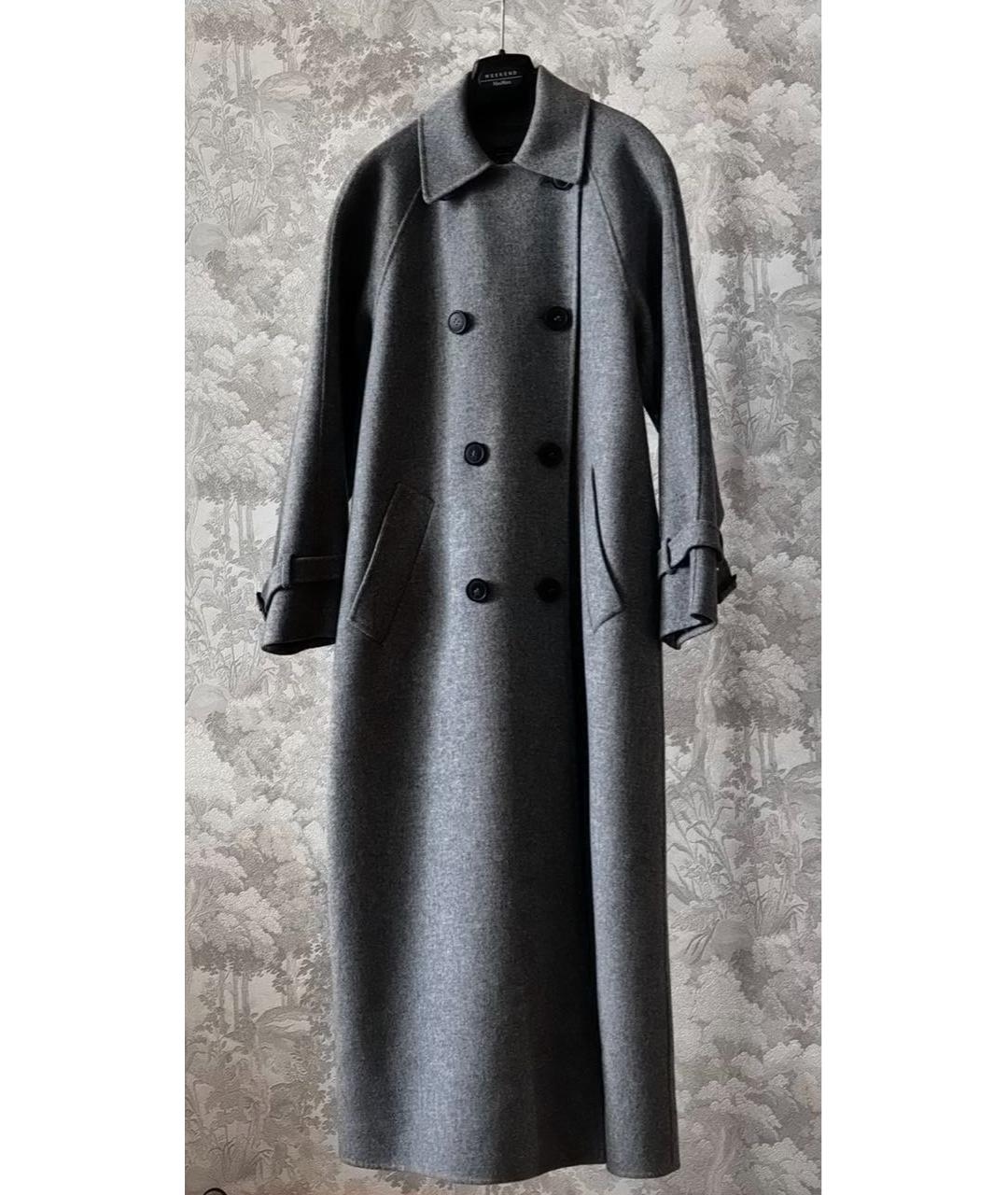 WEEKEND MAX MARA Серое шерстяное пальто, фото 2