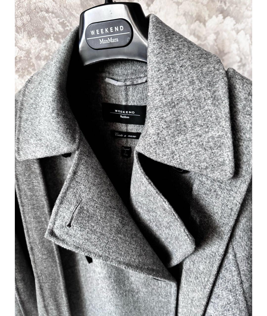 WEEKEND MAX MARA Серое шерстяное пальто, фото 4