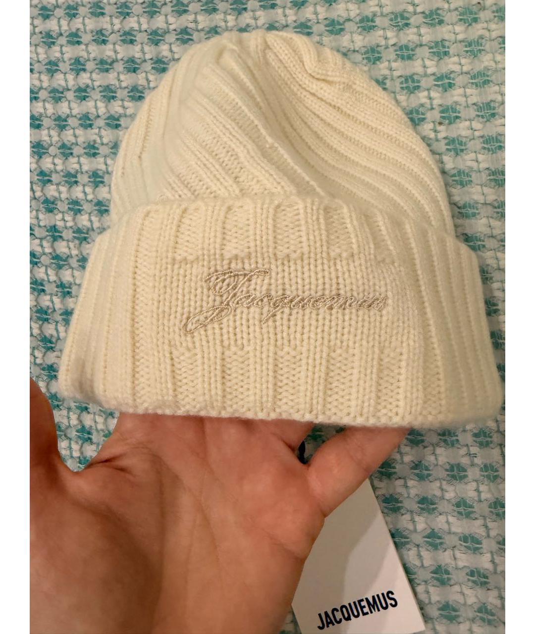 JACQUEMUS Белая кашемировая шапка, фото 4