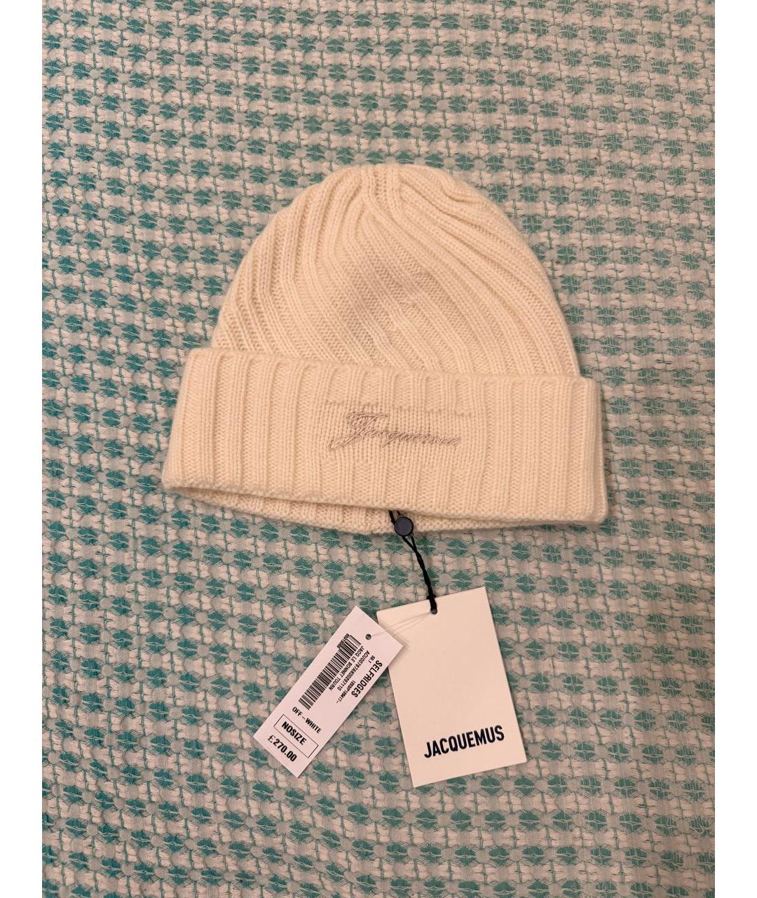 JACQUEMUS Белая кашемировая шапка, фото 2